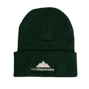 The Dispensary Hat Mens One Size Green Skull Cap Embroidered Cuffed Beanie NEW